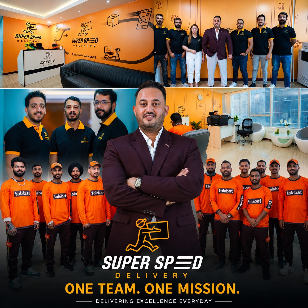 Super Speed Delivery team collage — One team, one mission